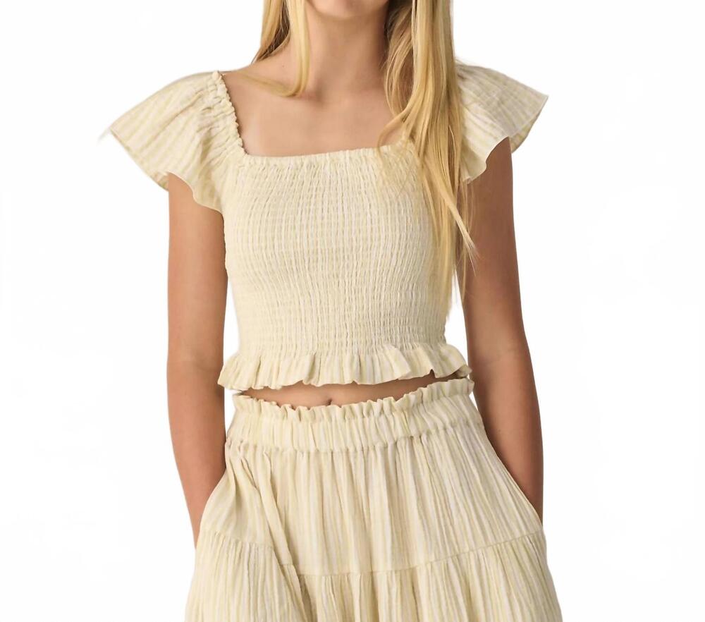 NEW RYLEE + CRU zayla top in citron stripe